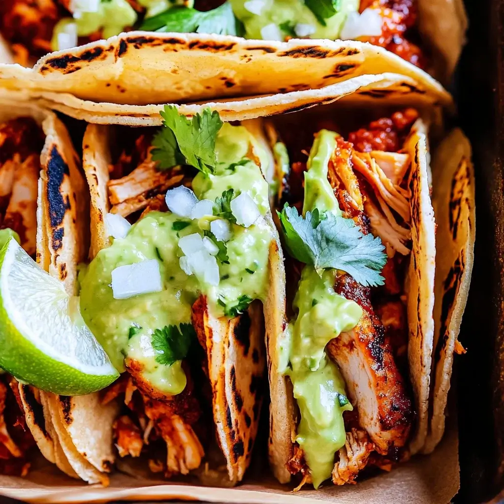 Spicy Southwest Chicken Tacos with Avocado Crema