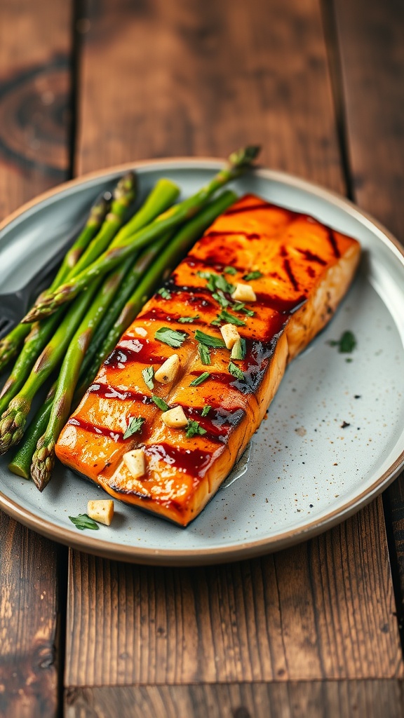 Grilled Miso-Glazed Salmon with Charred Asparagus