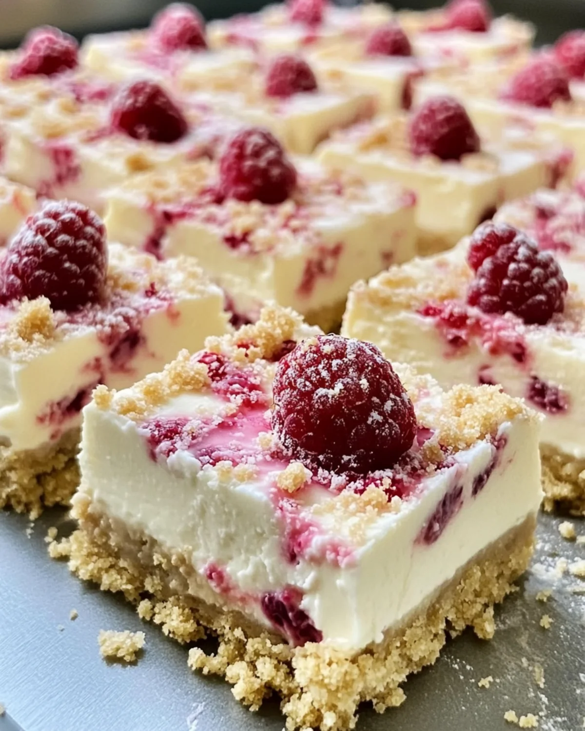 No-Bake White Chocolate Raspberry Cheesecake Bars
