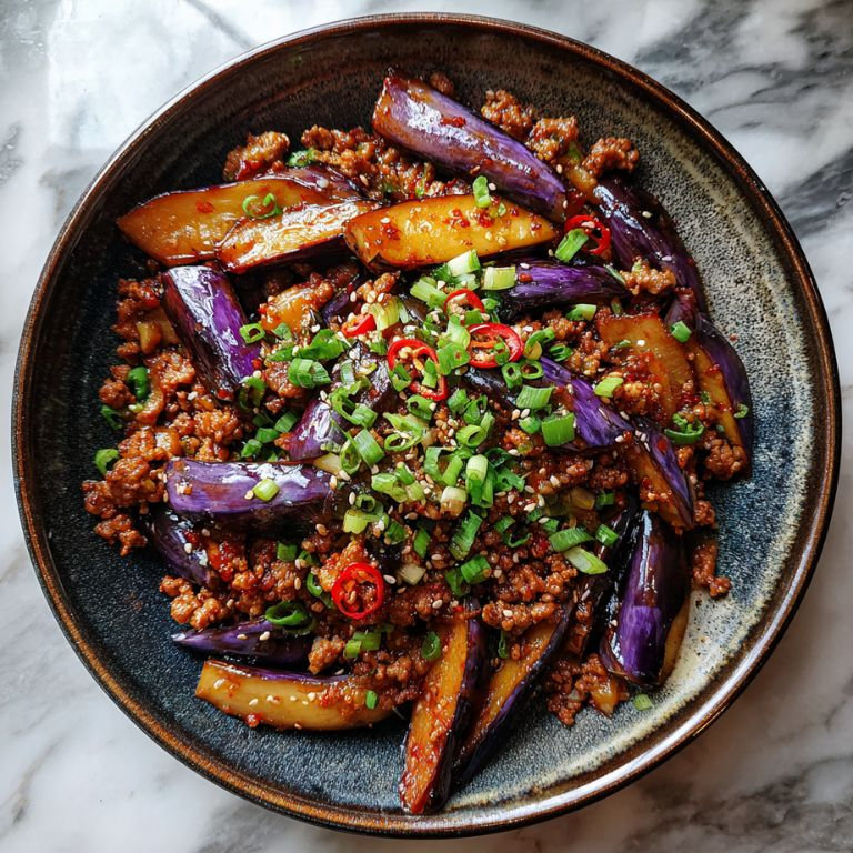 Eggplant Stir-Fry with Ground Pork and Sesame-Ginger Sauce