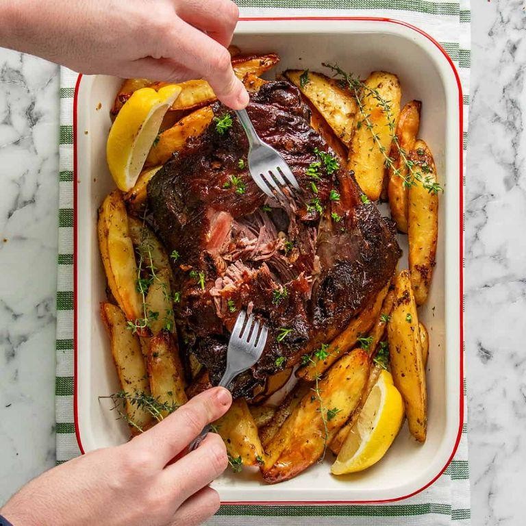 Slow-Roasted Lamb with Lemon and Greek Oregano