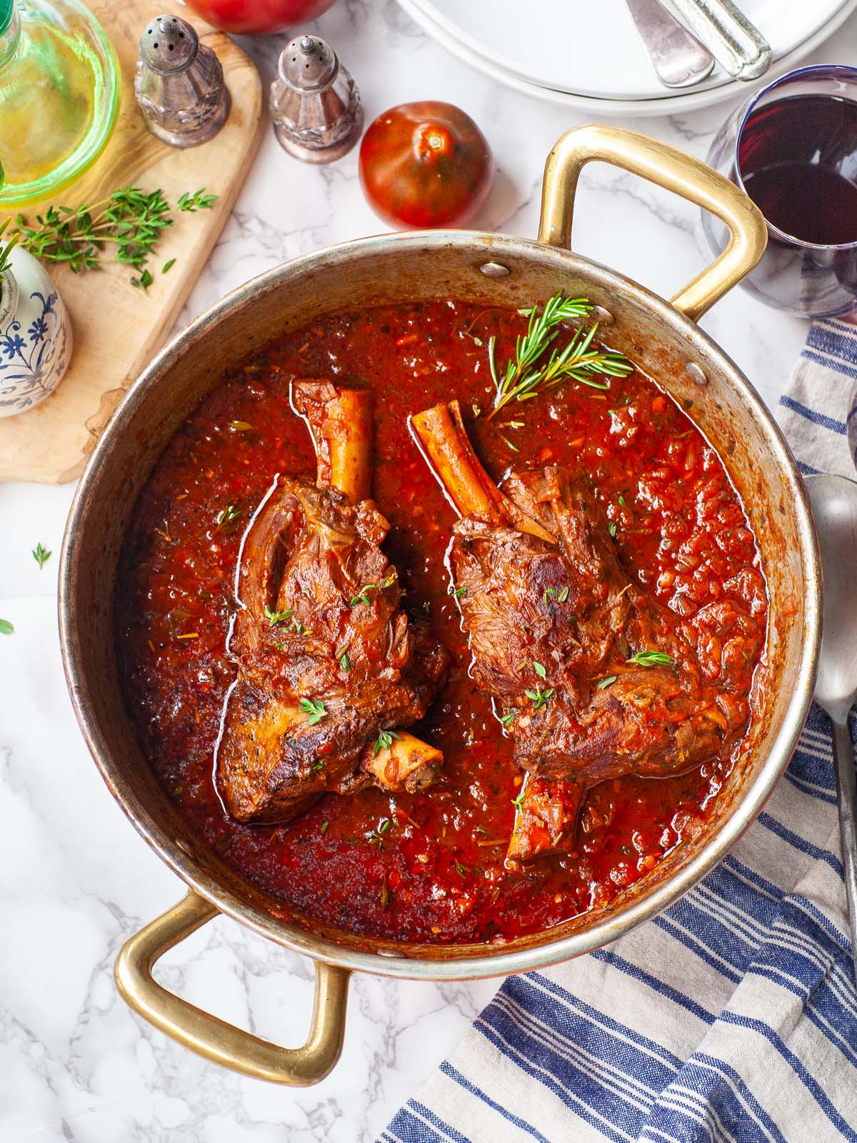 Slow-Braised Lamb Shanks with Red Wine and Tomato