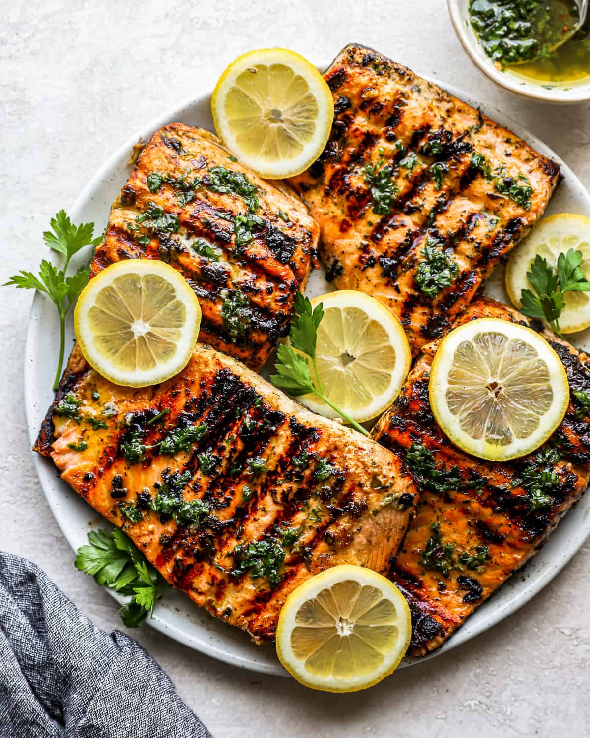 Wood-Grilled Salmon with Citrus Herb Sauce