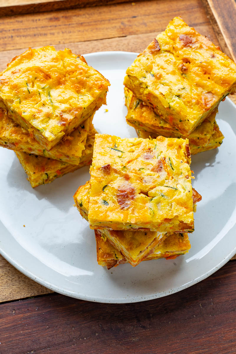 Baked Zucchini Slice with Cheddar and Bacon