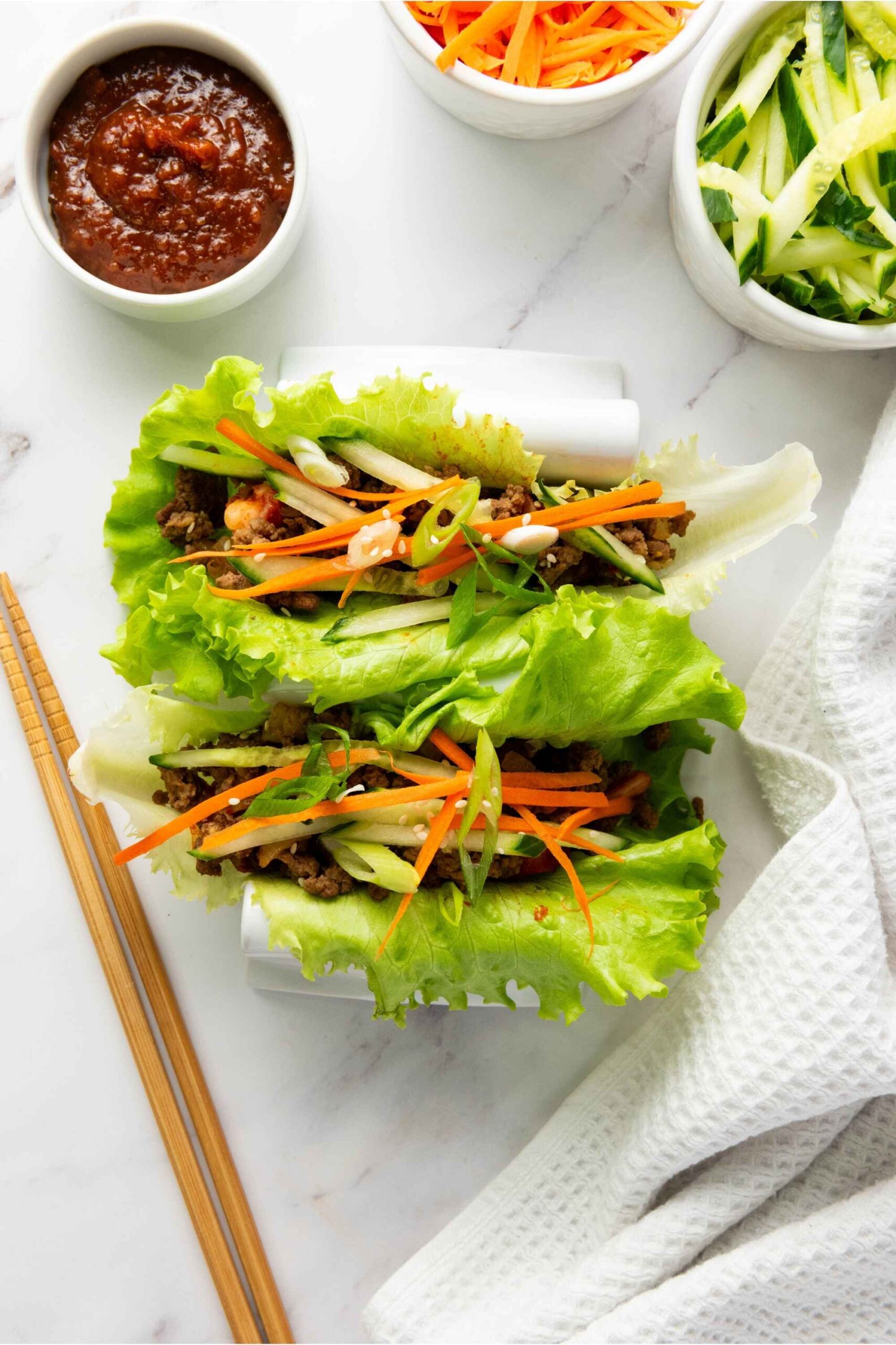 Low-Carb Korean Beef Lettuce Wraps with Gochujang Sauce