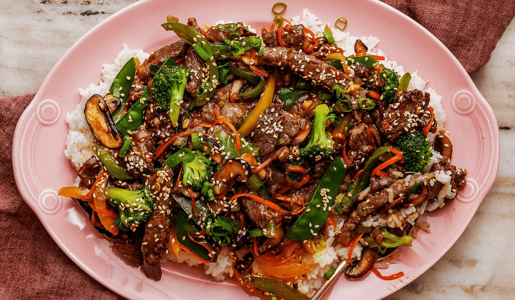 Stir-Fried Beef with Ginger and Scallions in Soy Garlic Sauce