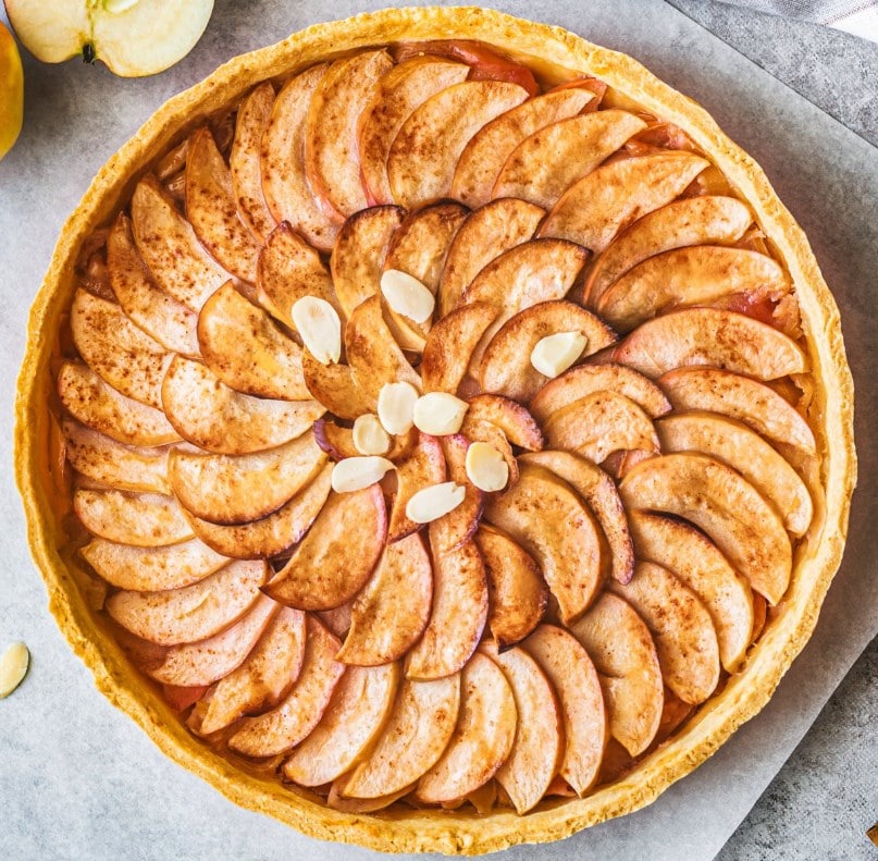 Slow-Roasted Apple Cinnamon Tart with Almond Crust