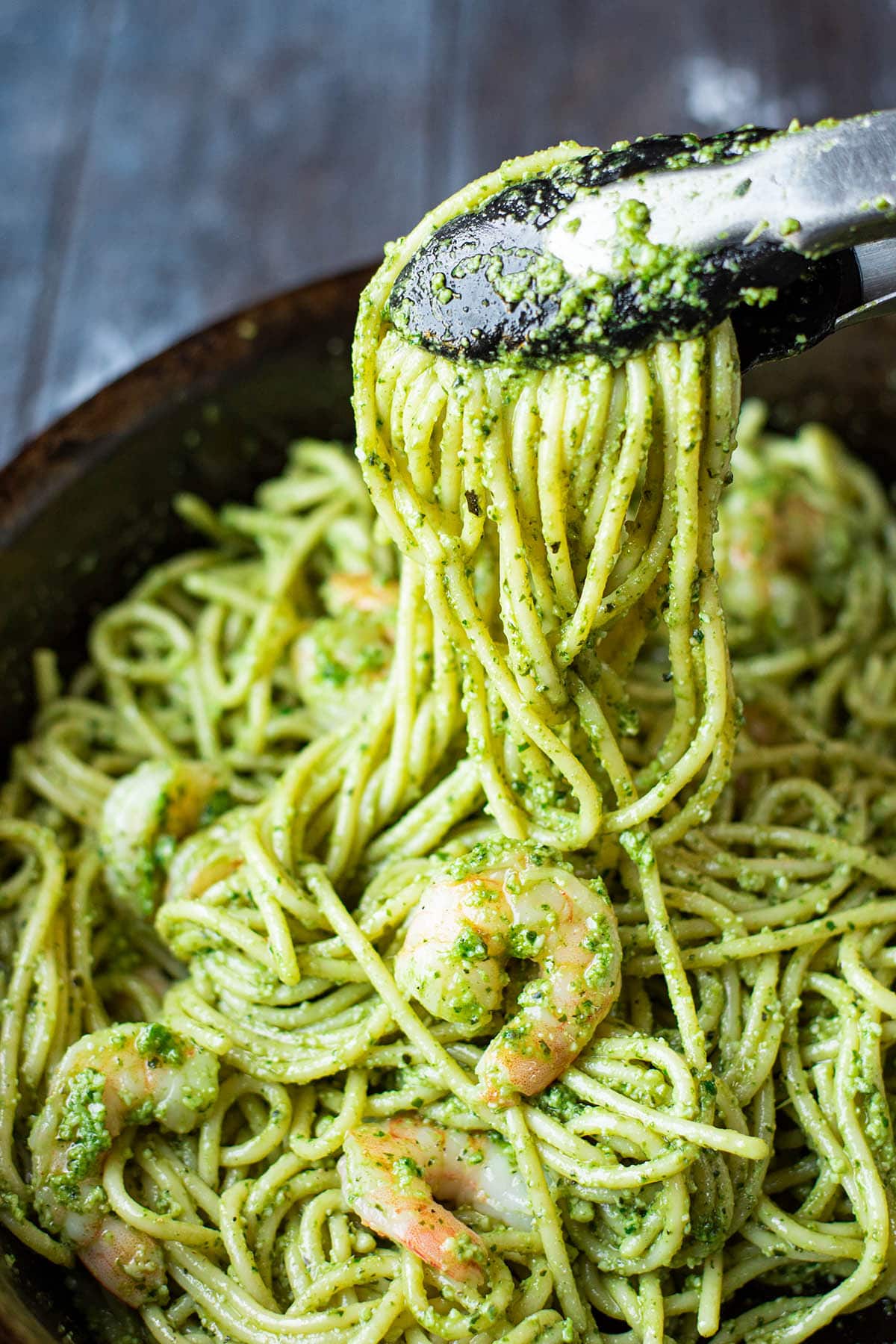 Half-Shell Pasta with Shrimp and Pesto