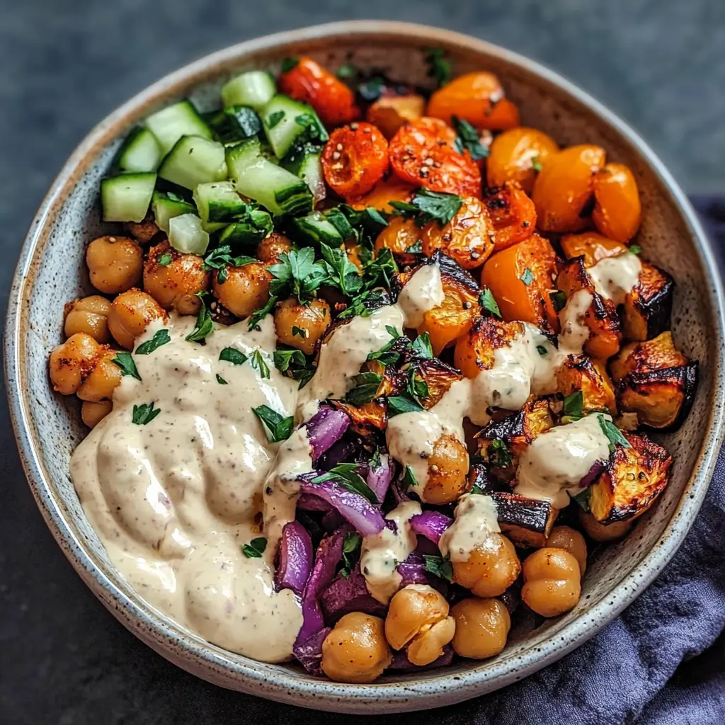 Herb-Roasted Mediterranean Chickpea and Vegetable Bowl