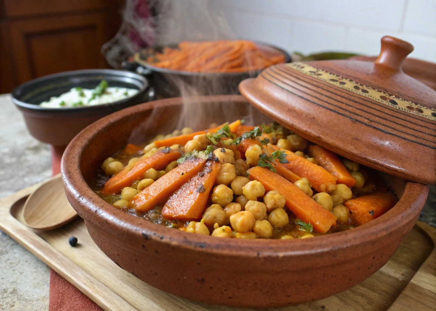 Slow-Cooked Moroccan Chickpea and Carrot Tagine