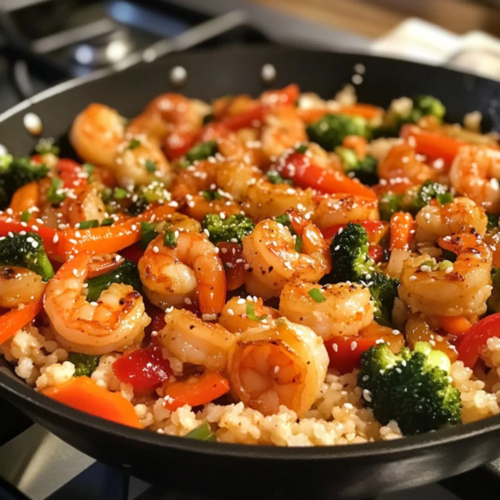 Cauliflower Rice Stir-Fry with Shrimp and Vegetables
