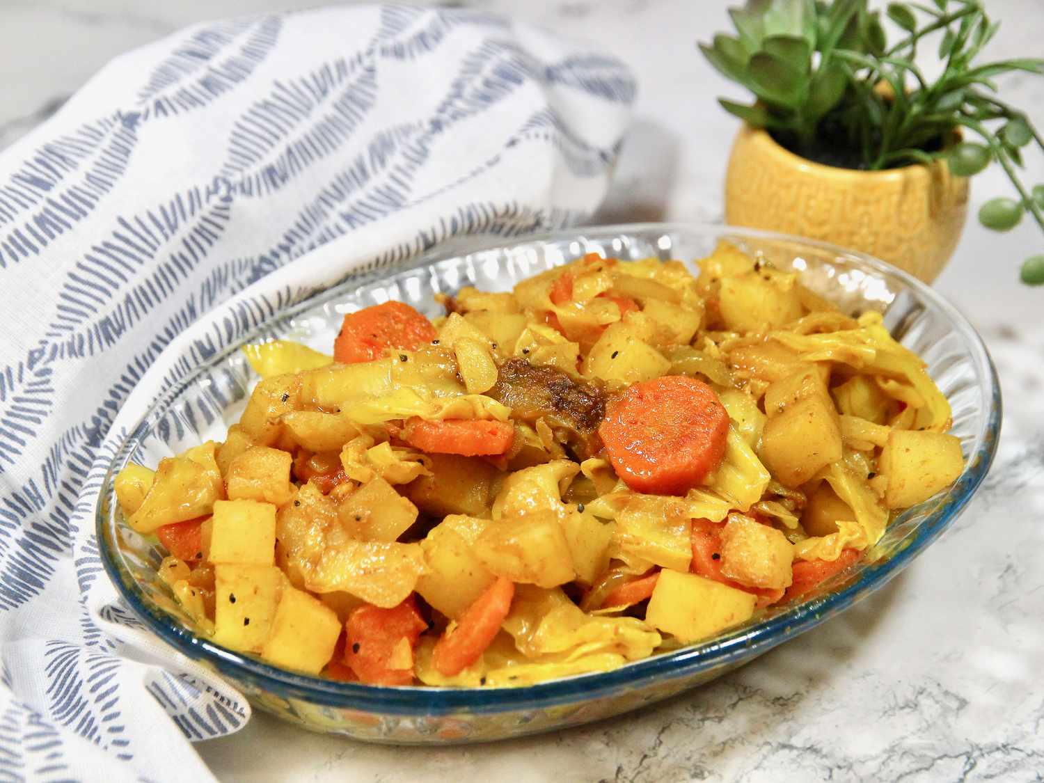 Atakilt Wat with Spiced Cabbage and Carrots