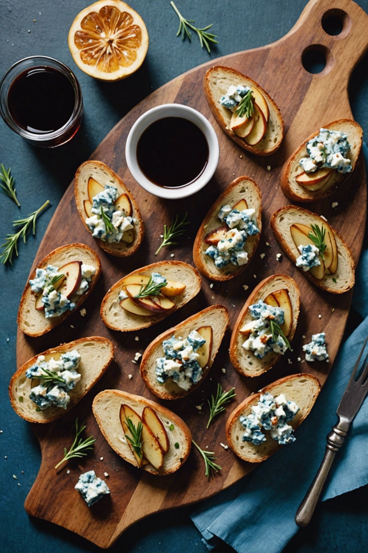 Snow-Capped Lemon Blue Cheese Crostini