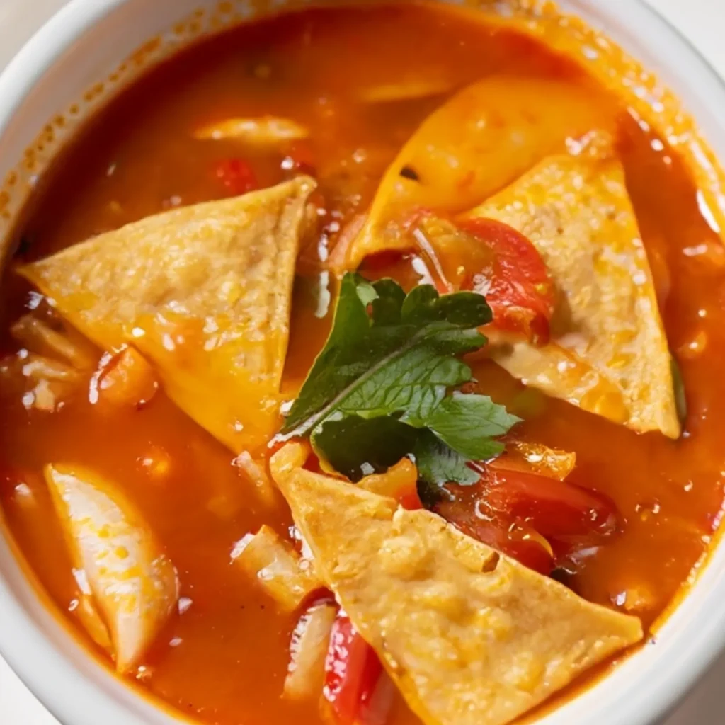 Corn Tortilla Soup with Roasted Vegetables and Lime