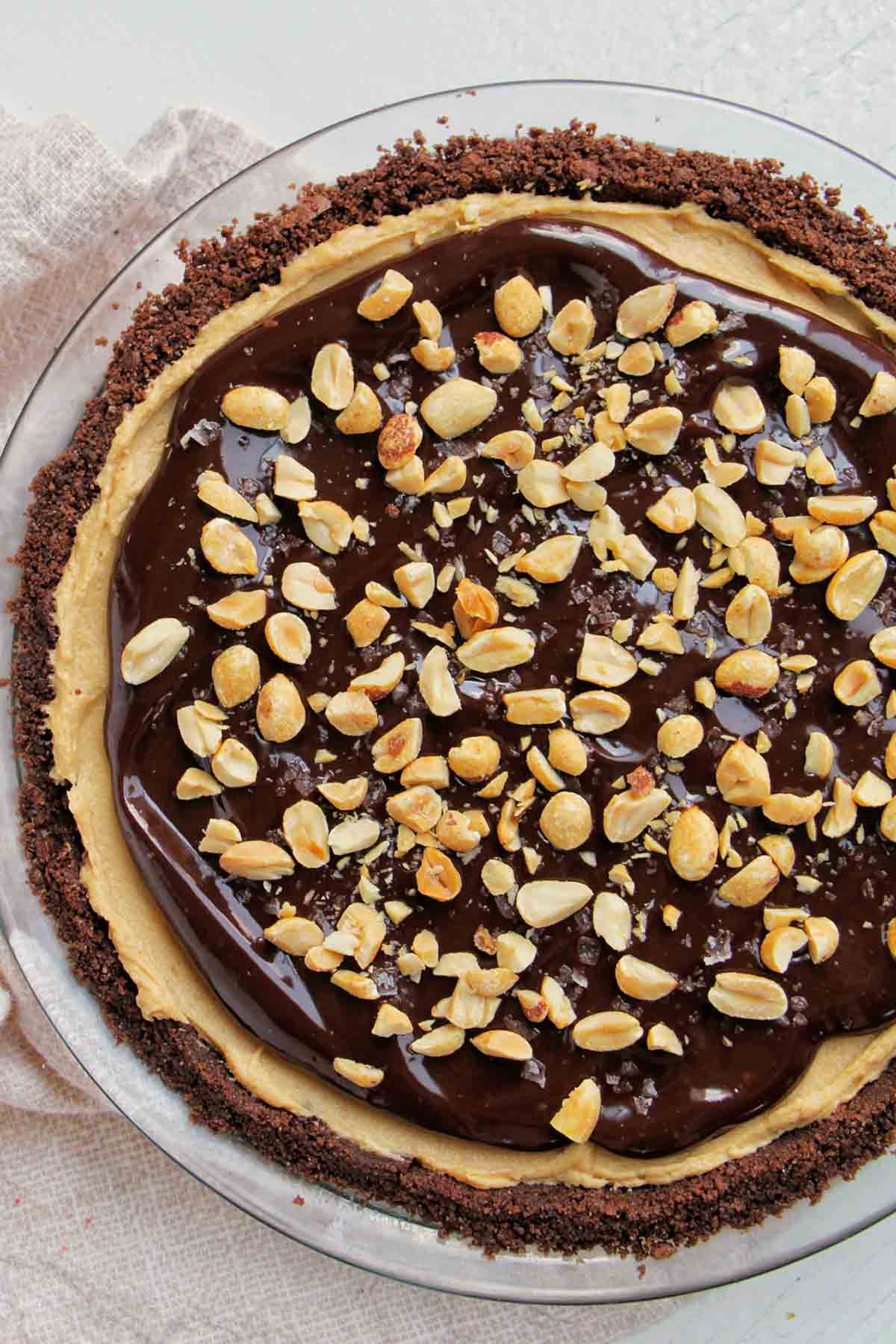 No-Bake Chocolate Peanut Butter Pie with Whipped Ganache