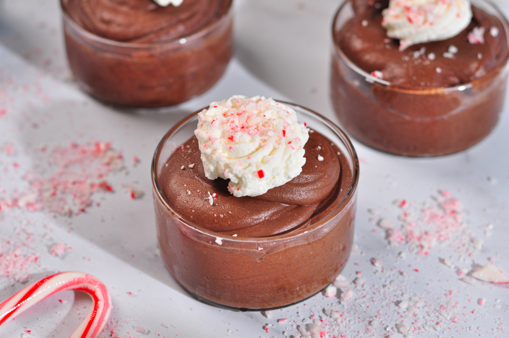 Icy Peppermint Chocolate Mousse with Snowflake Cocoa Dust