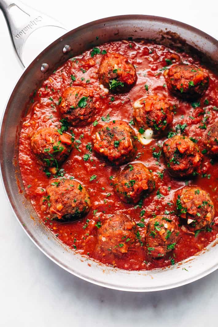 Cheese-Stuffed Meatballs in Spicy Tomato Sauce