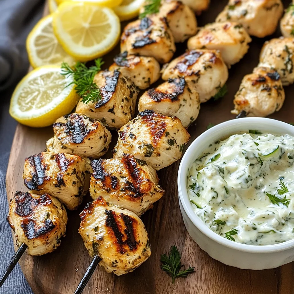 Lemon-Oregano Chicken Skewers with Tzatziki Sauce