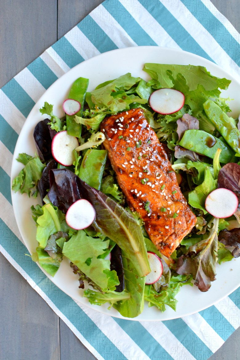 Honey-Ginger Glazed Salmon with Spring Herb Salad