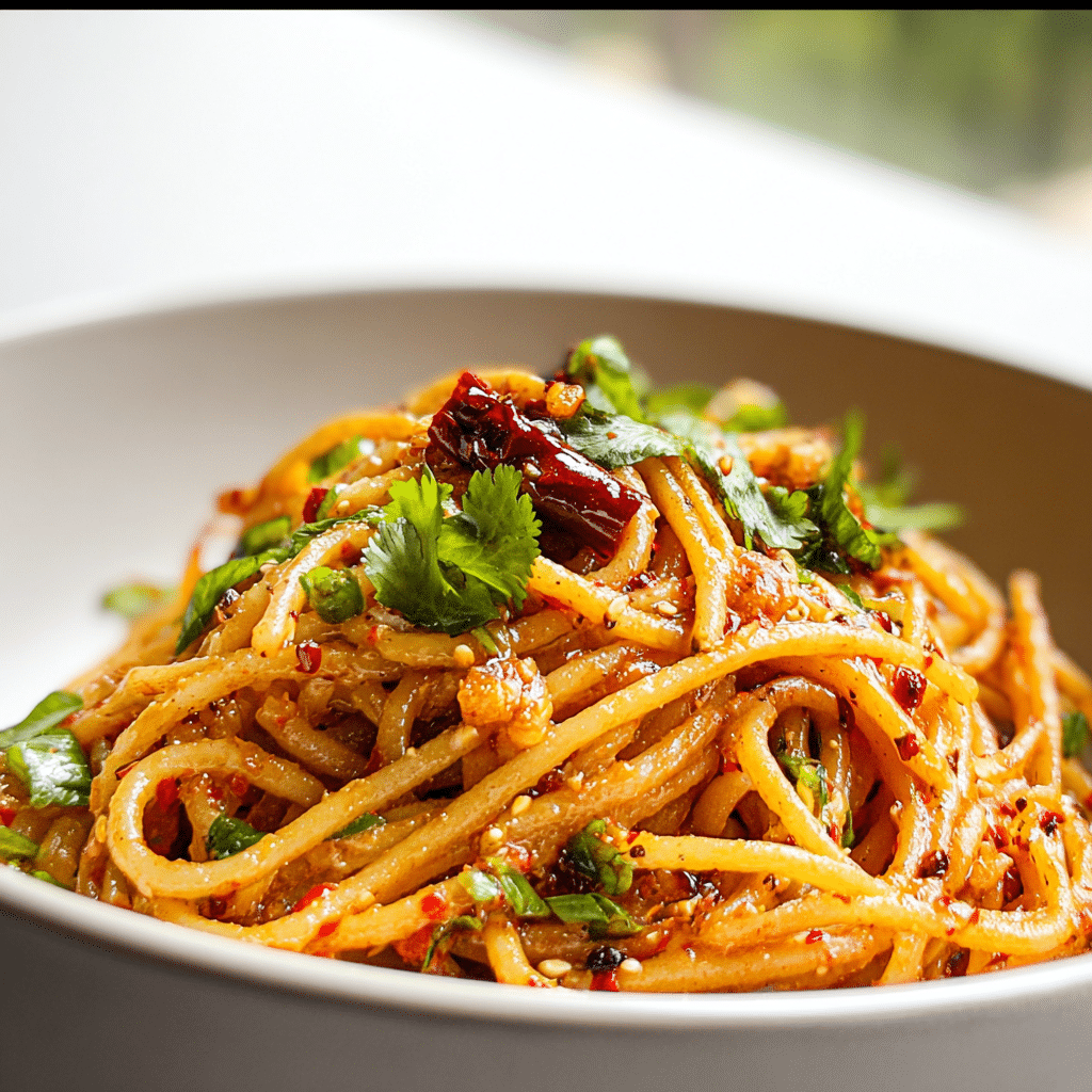 Spaghetti Tossed in Garlic-Chili Oil with Crispy Breadcrumbs