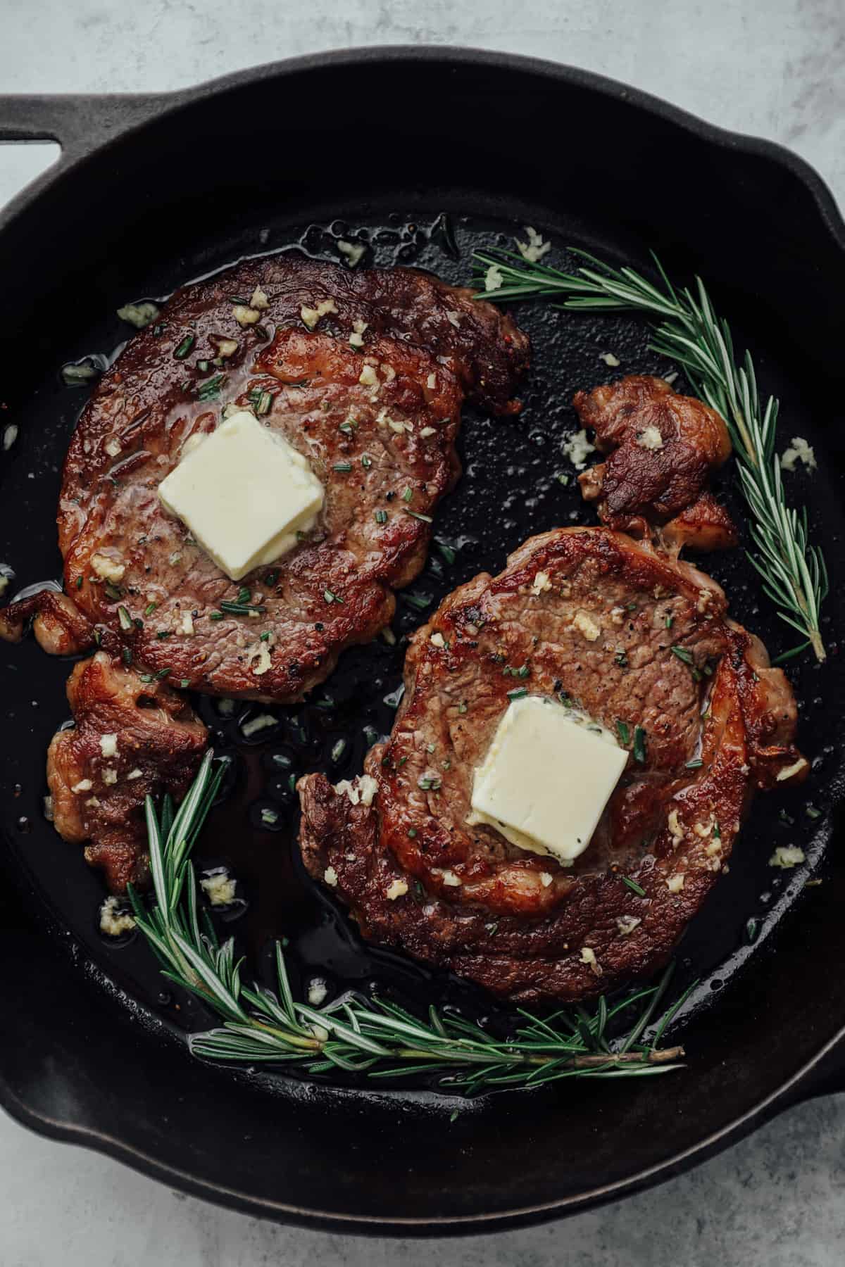 Pan-Seared Ribeye with French Onion Butter