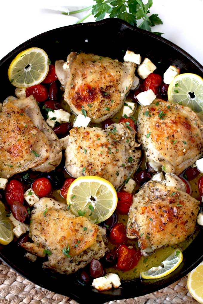Lemon-Oregano Roasted Greek Chicken Thighs