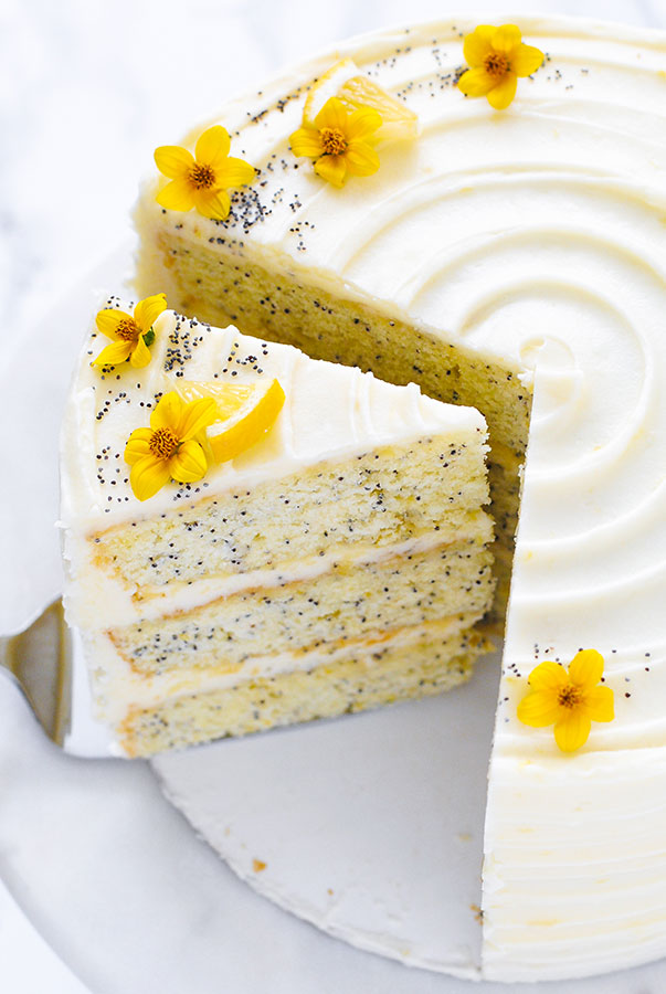 Layered Lemon Poppy Seed Cake with Honey Glaze