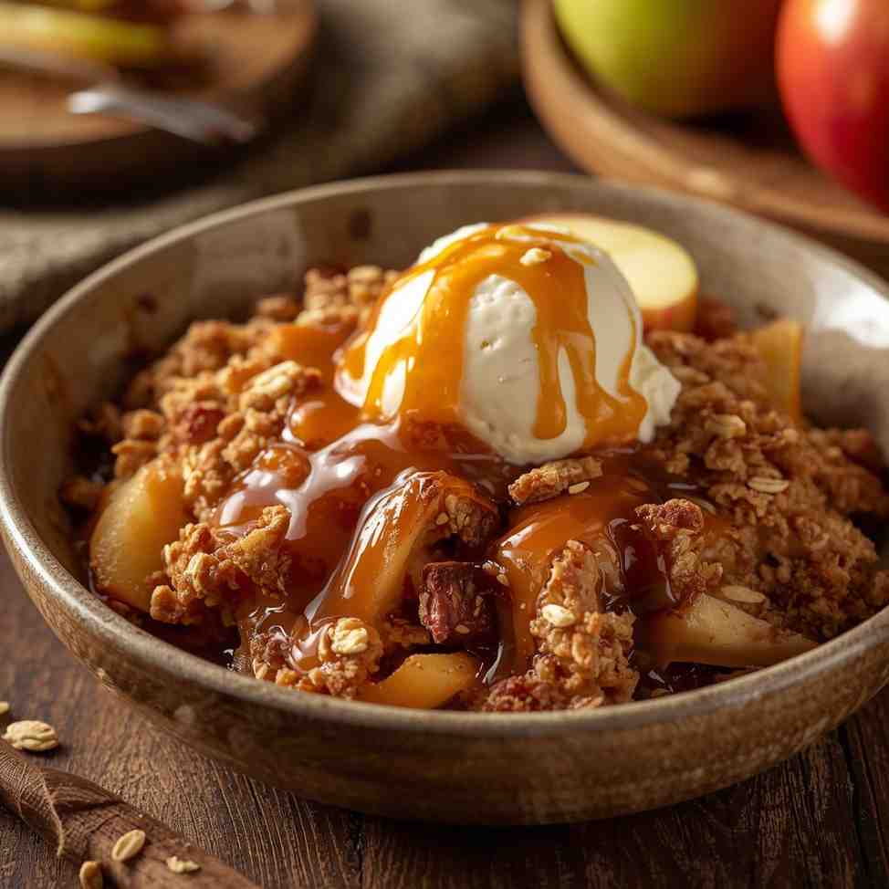 Caramel Apple Sheet Pan Crisp with Oat Topping