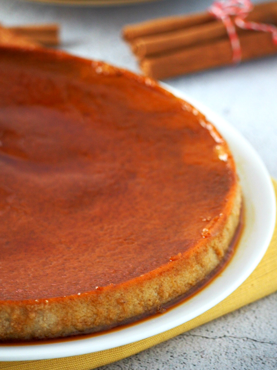 Flan with Cinnamon-Infused Caramel Sauce