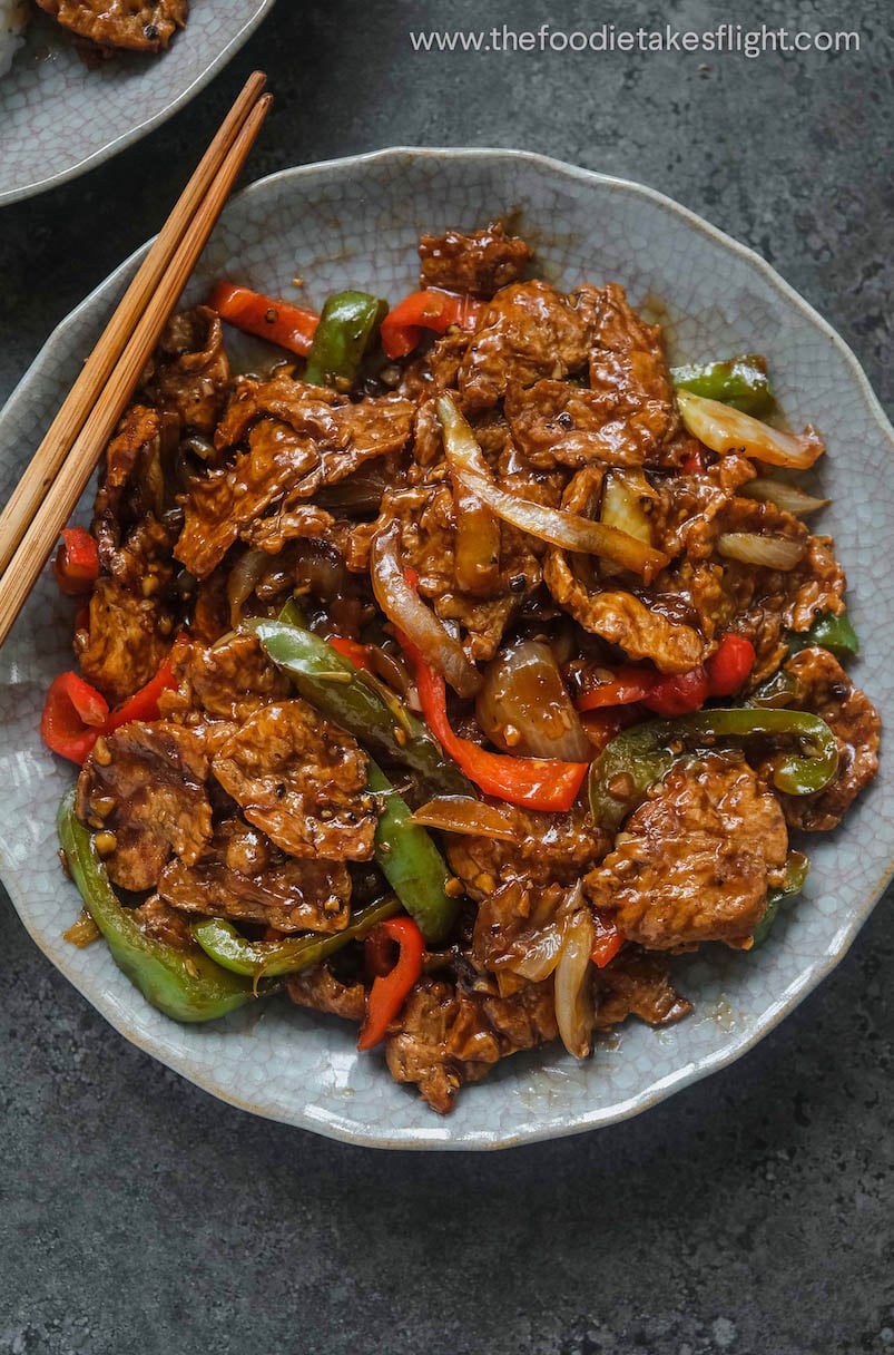 Sautéed Ground Beef and Bell Pepper Stir Fry with Garlic and Soy Glaze