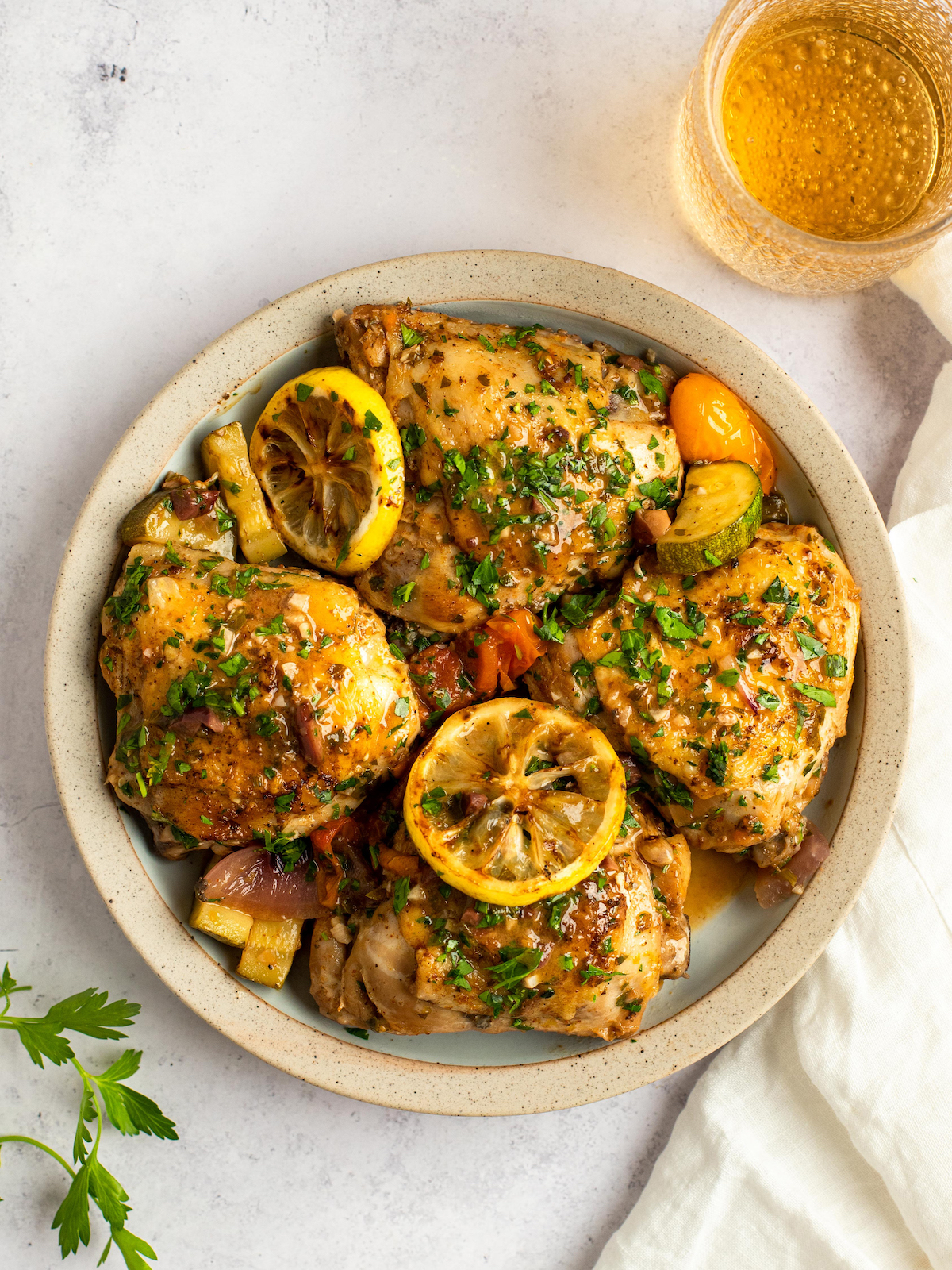 One-Pan Mediterranean Lemon Garlic Chicken with Chickpeas