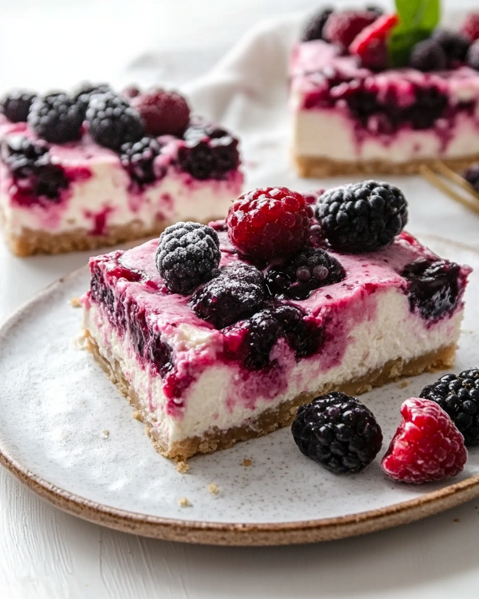 No-Bake Layered Berry Cheesecake Bars