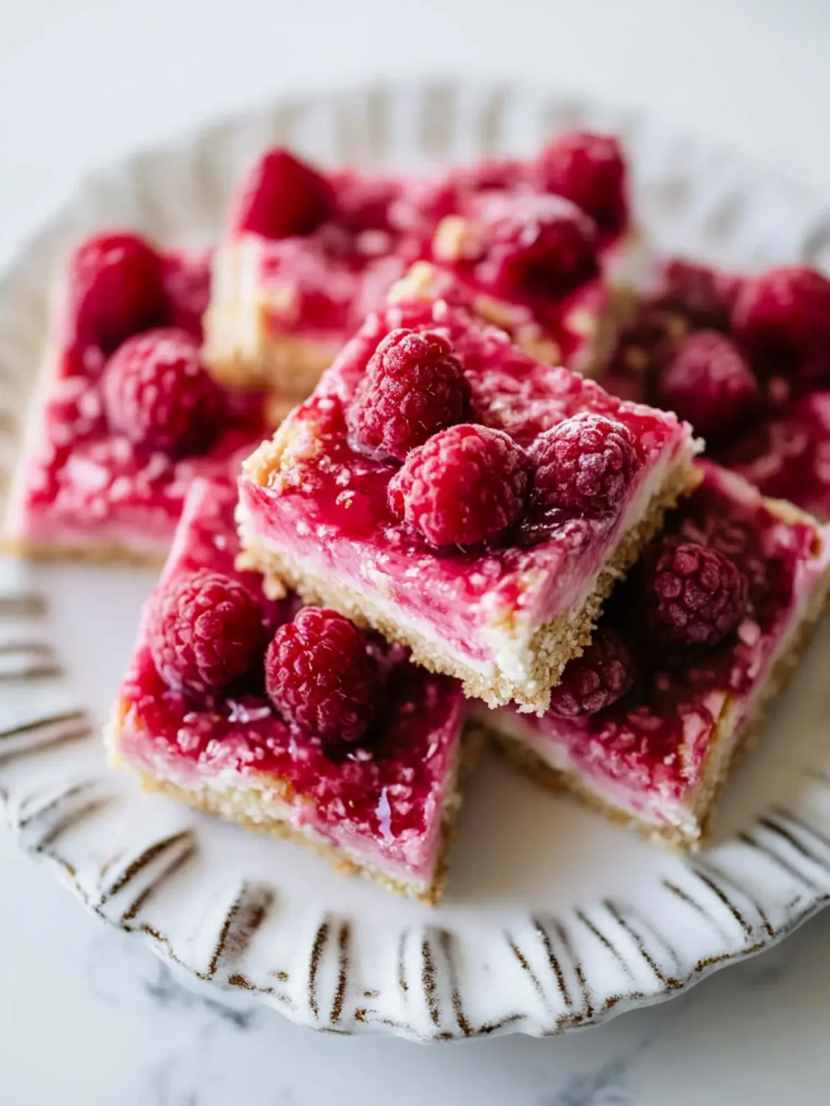 No-Bake Raspberry Cheesecake Bars with Almond Crust