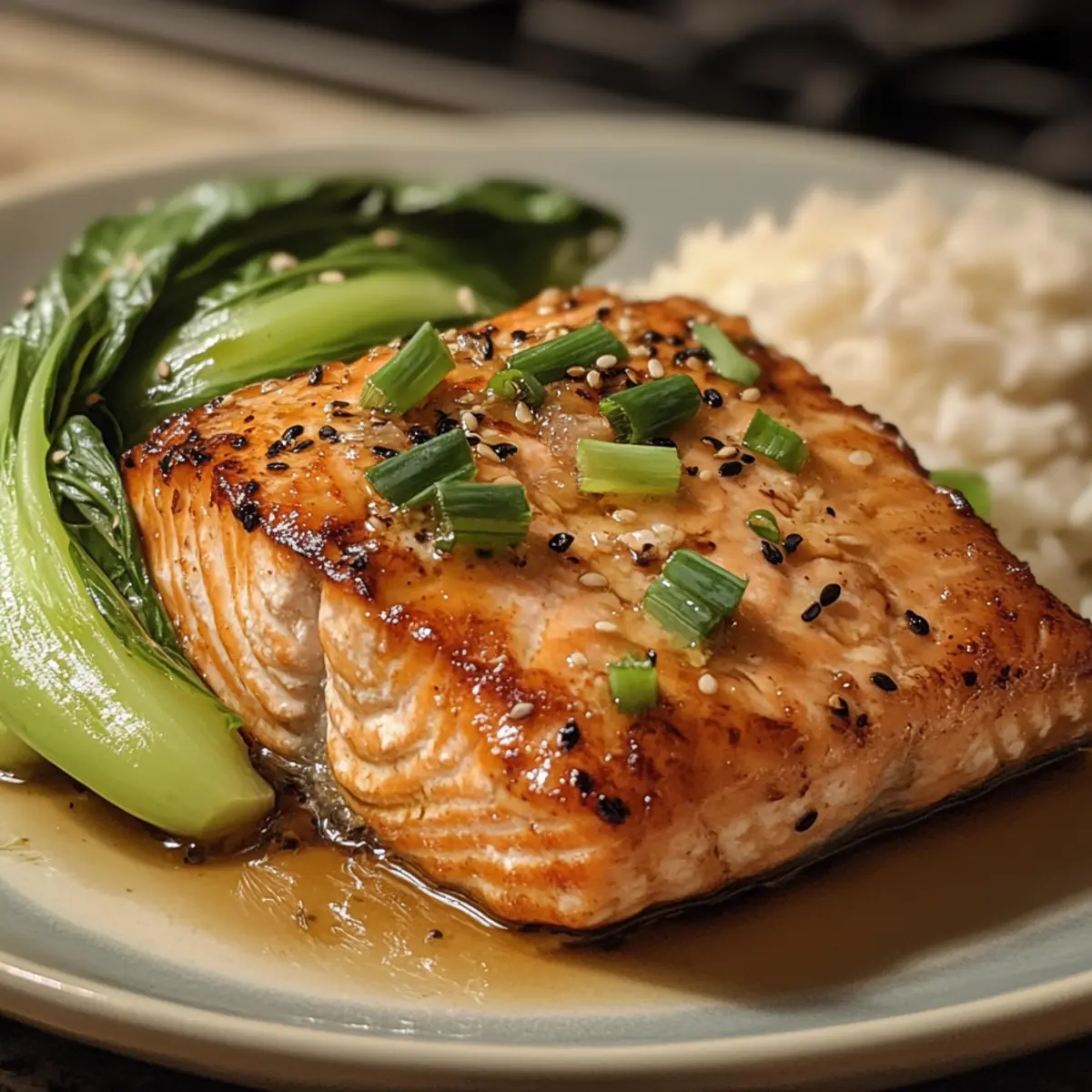 Miso-Ginger Glazed Salmon with Sesame Bok Choy