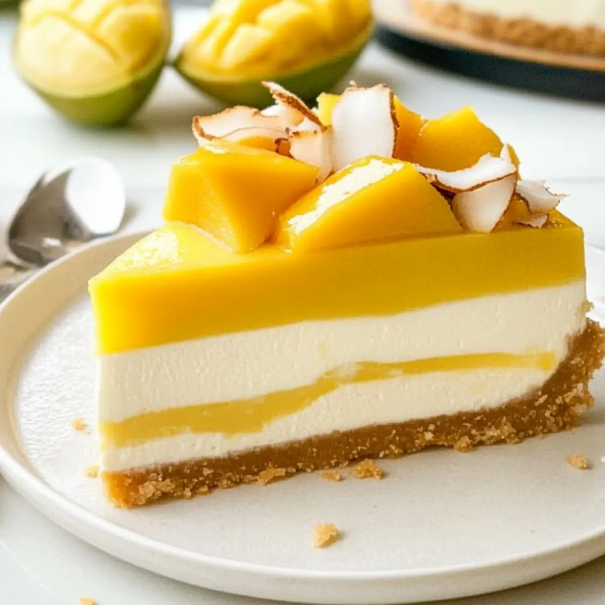 No-Bake Tropical Mango Coconut Cheesecake