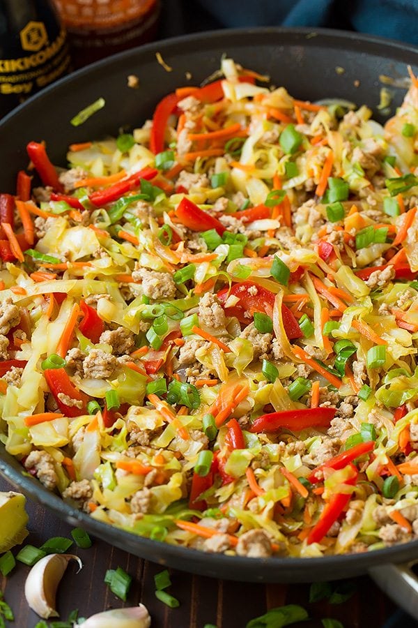 Skillet Pork Eggroll Bowl with Savory Cabbage and Ginger