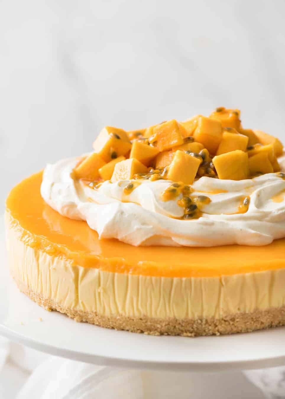 No-Bake Mango Cheesecake with Coconut Crust