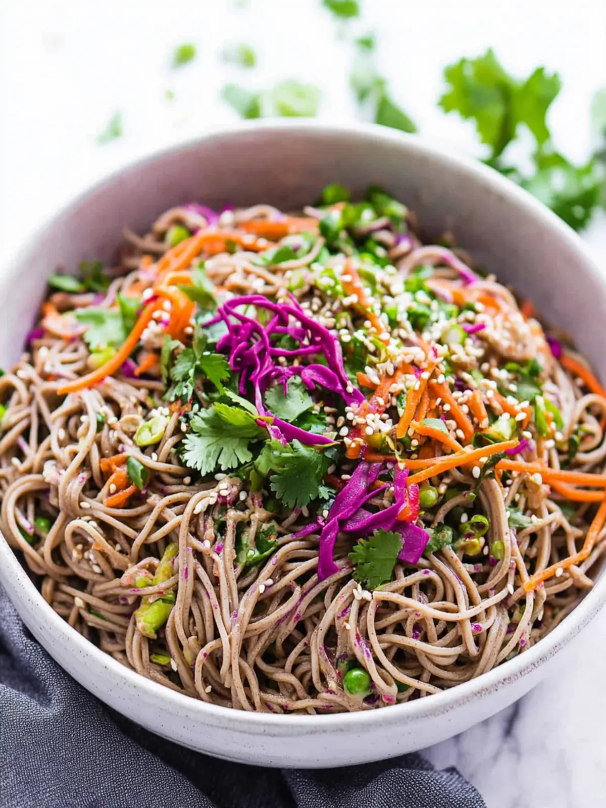 Chilled Sesame Soba Noodle Salad with Cucumber and Carrot