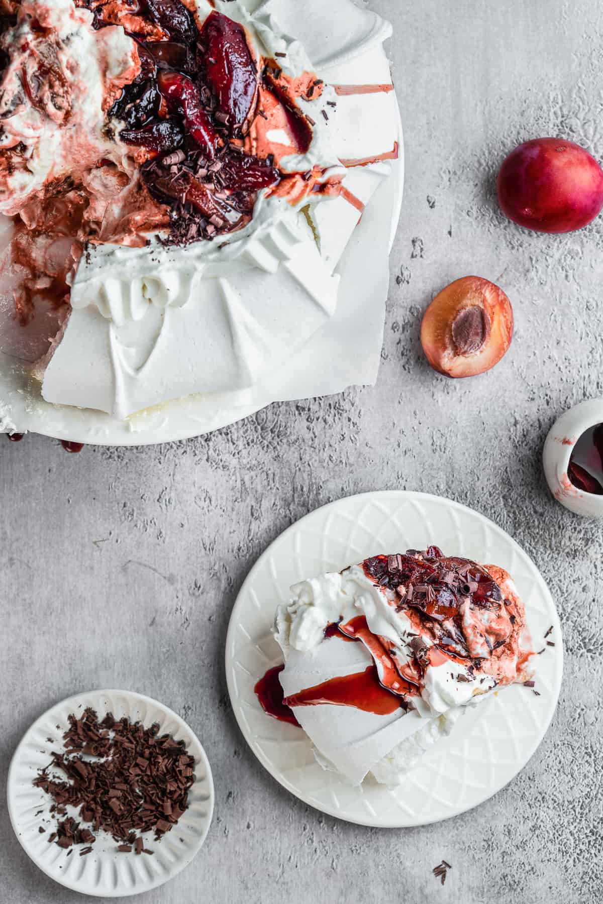 Macadamia and Davidson’s Plum Pavlova with Wattleseed Cream
