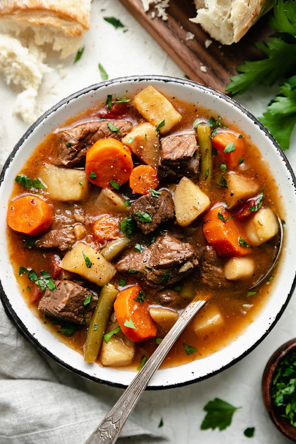 Slow-Cooked Beef Stew with Root Vegetables and Fresh Herbs