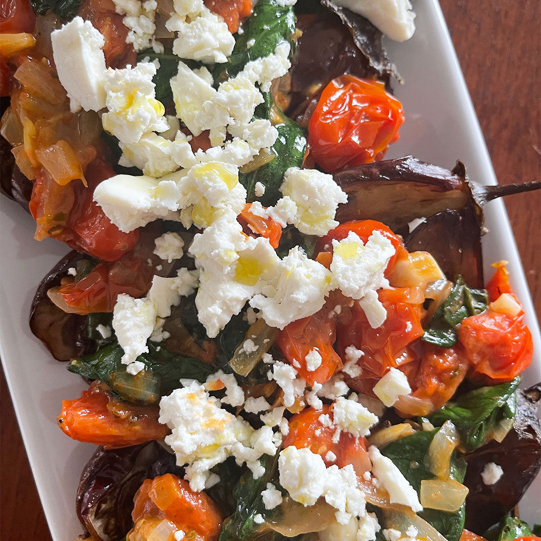Sautéed Greek Eggplant with Tomato and Feta