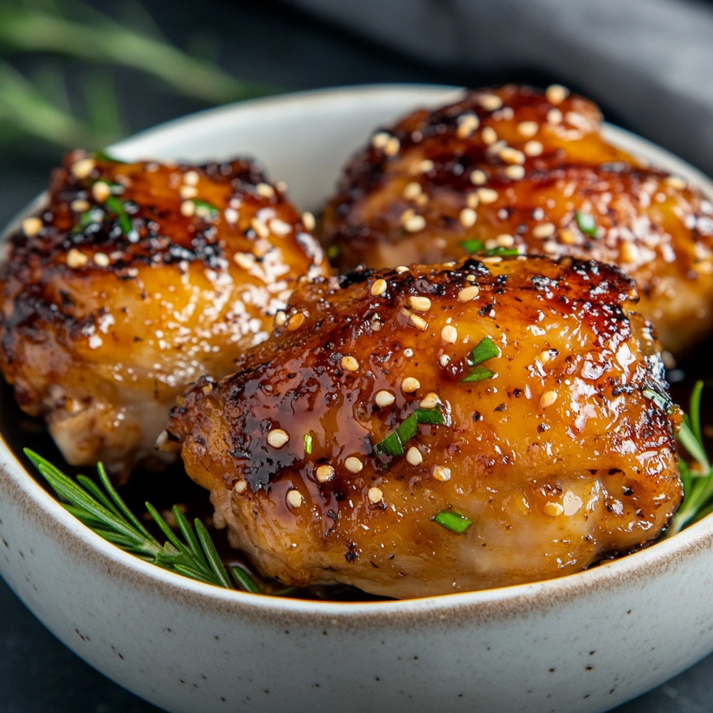 Crispy Honey Garlic Chicken Thighs with Cucumber Salad