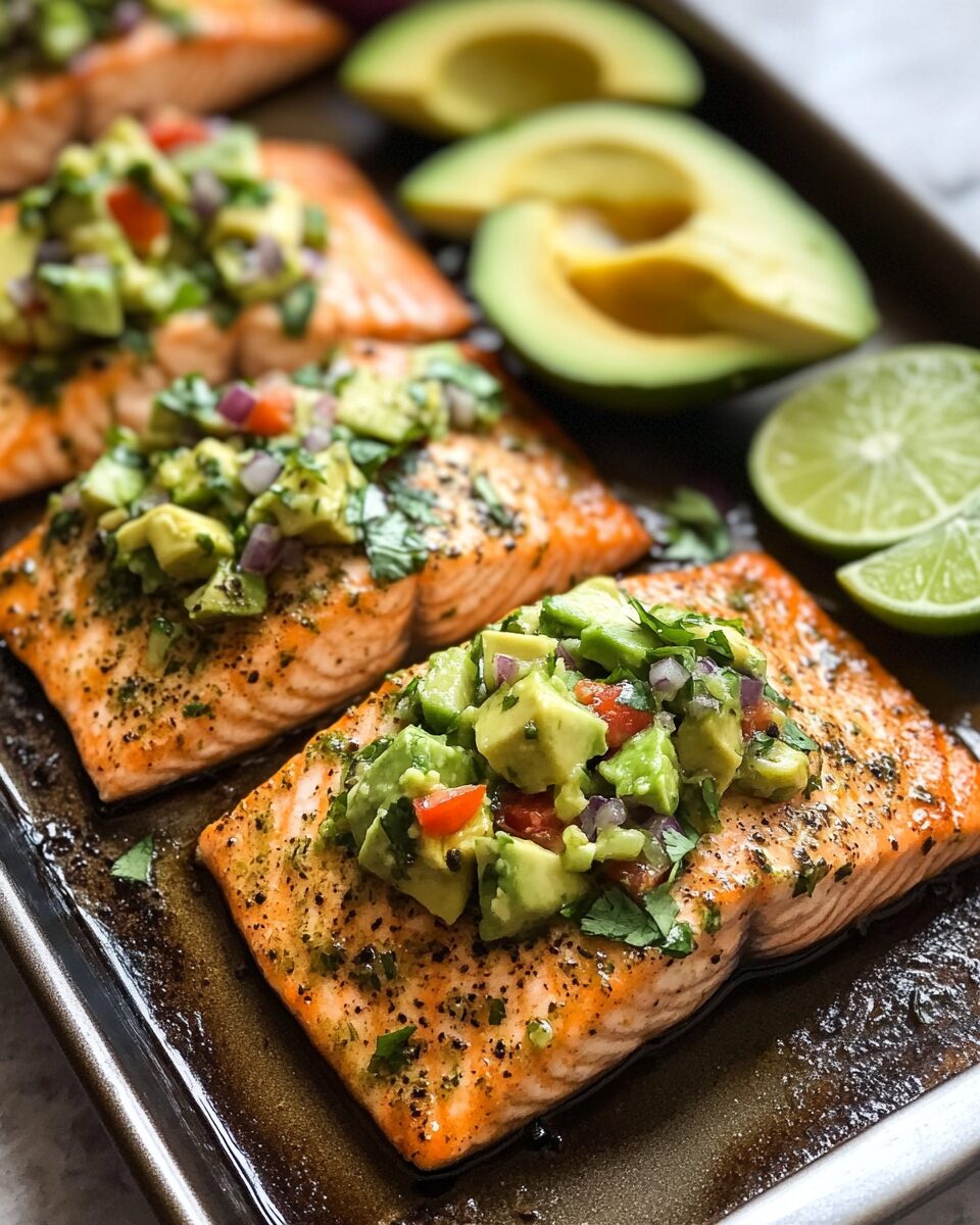Baked Honey-Lime Salmon with Cilantro and Avocado Salsa