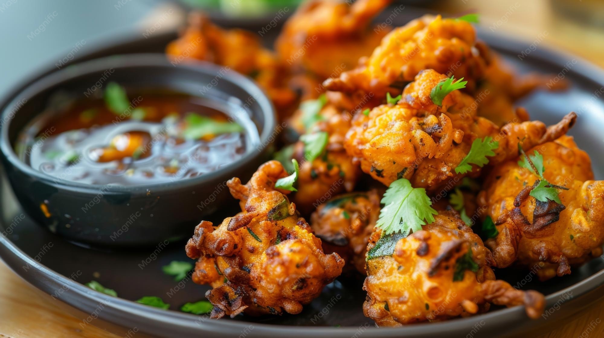 Crisp Potato Pakoras with Tangy Tamarind Chutney