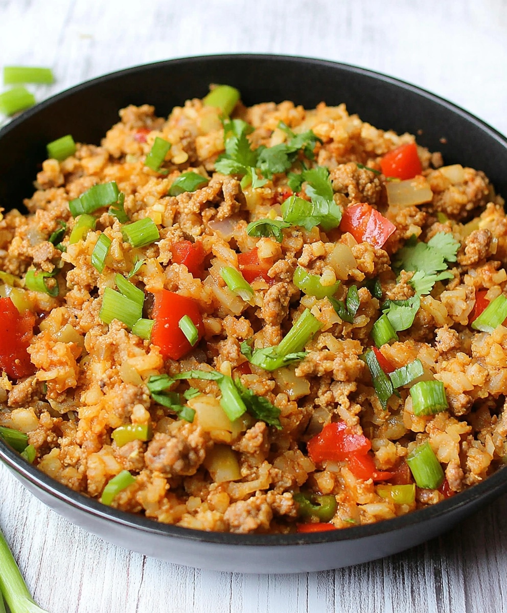 Stir-Fried Cauliflower Rice with Bell Peppers and Ground Turkey