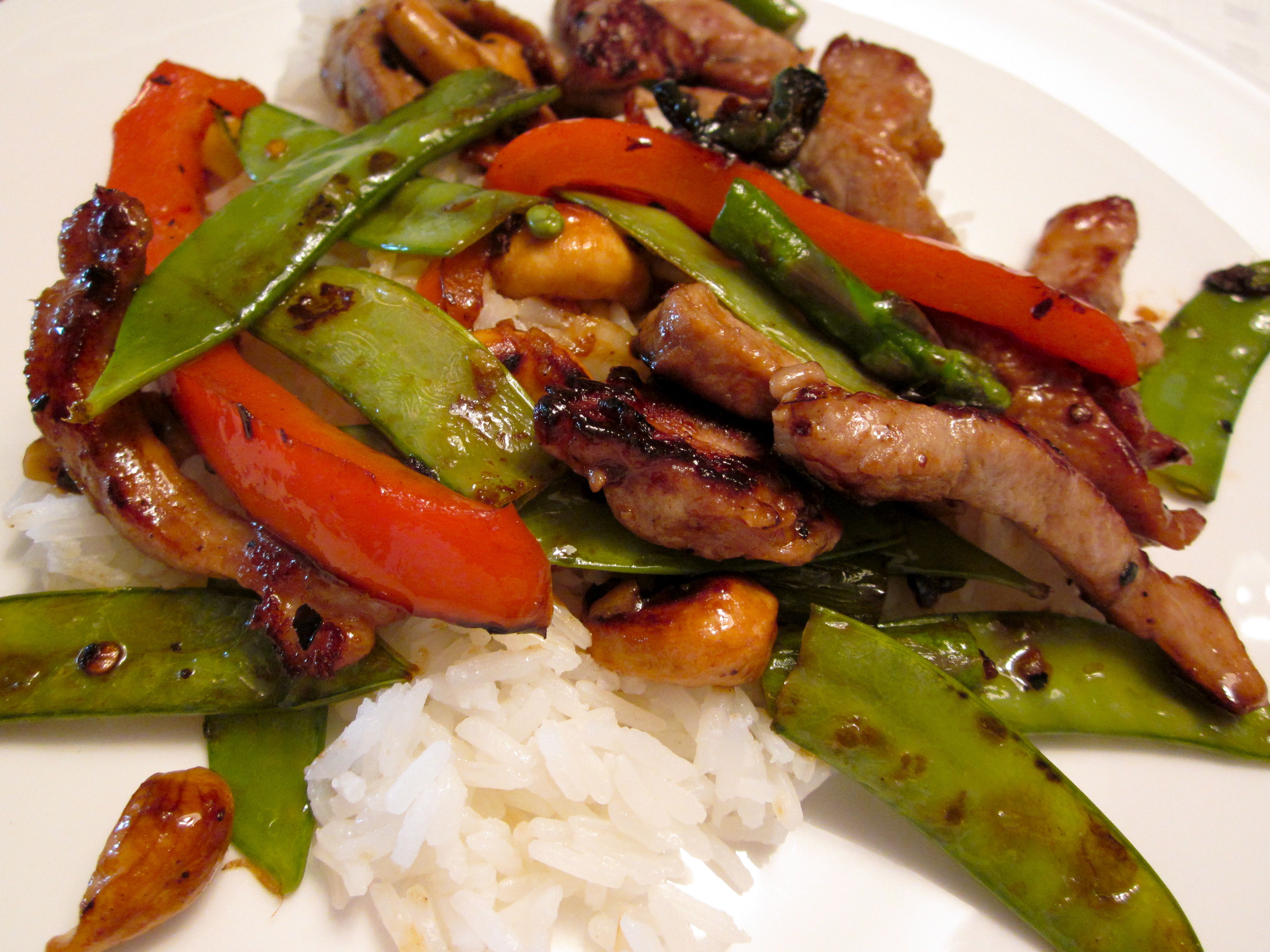 Spicy Pork Stir-Fry with Snow Peas and Ginger