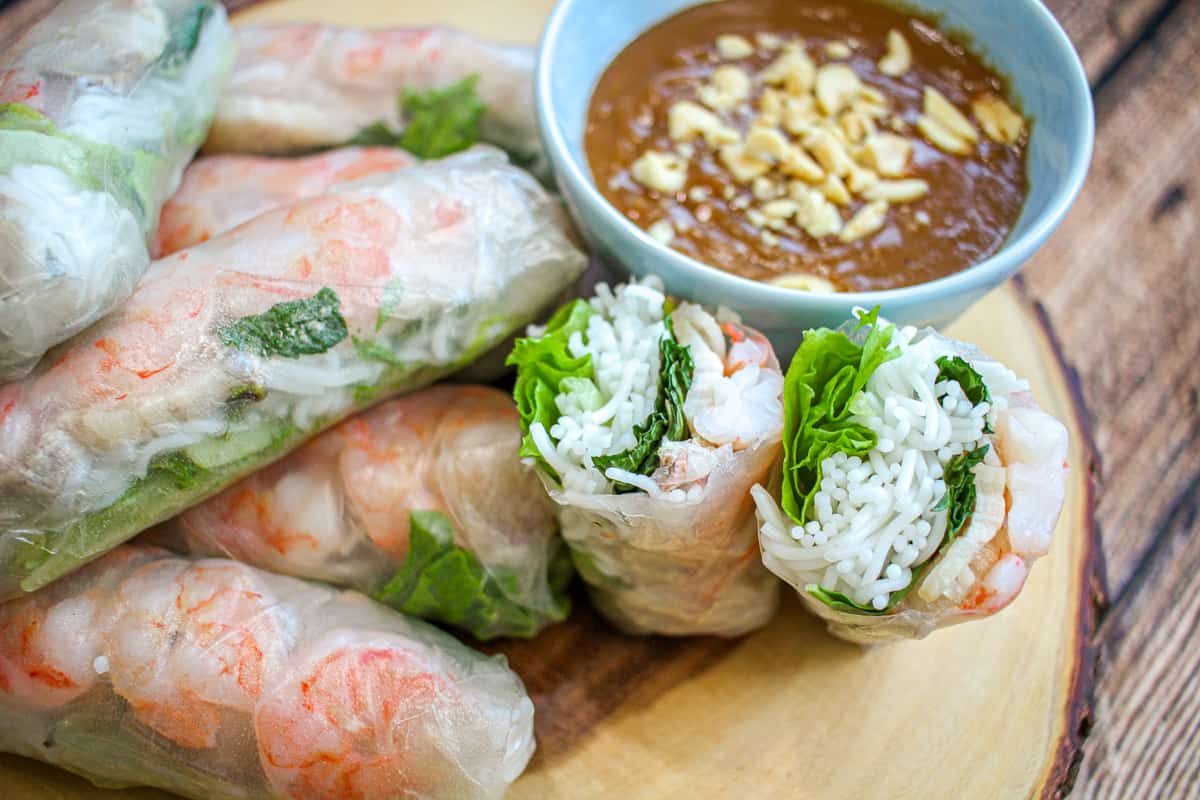 Saigon-Style Shrimp and Pork Egg Rolls with Fresh Herbs