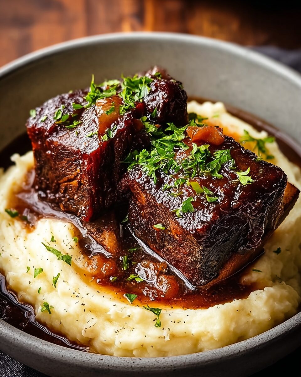 Craft Beer-Braised Beef Short Ribs with Garlic Mashed Potatoes