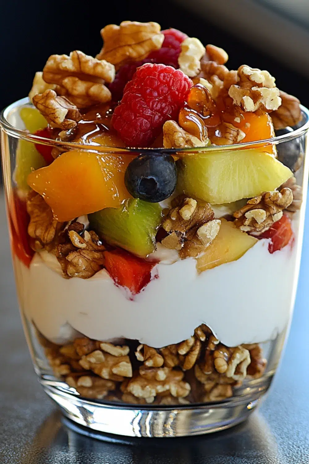 Honey and Cinnamon Greek Yogurt Parfait with Walnuts