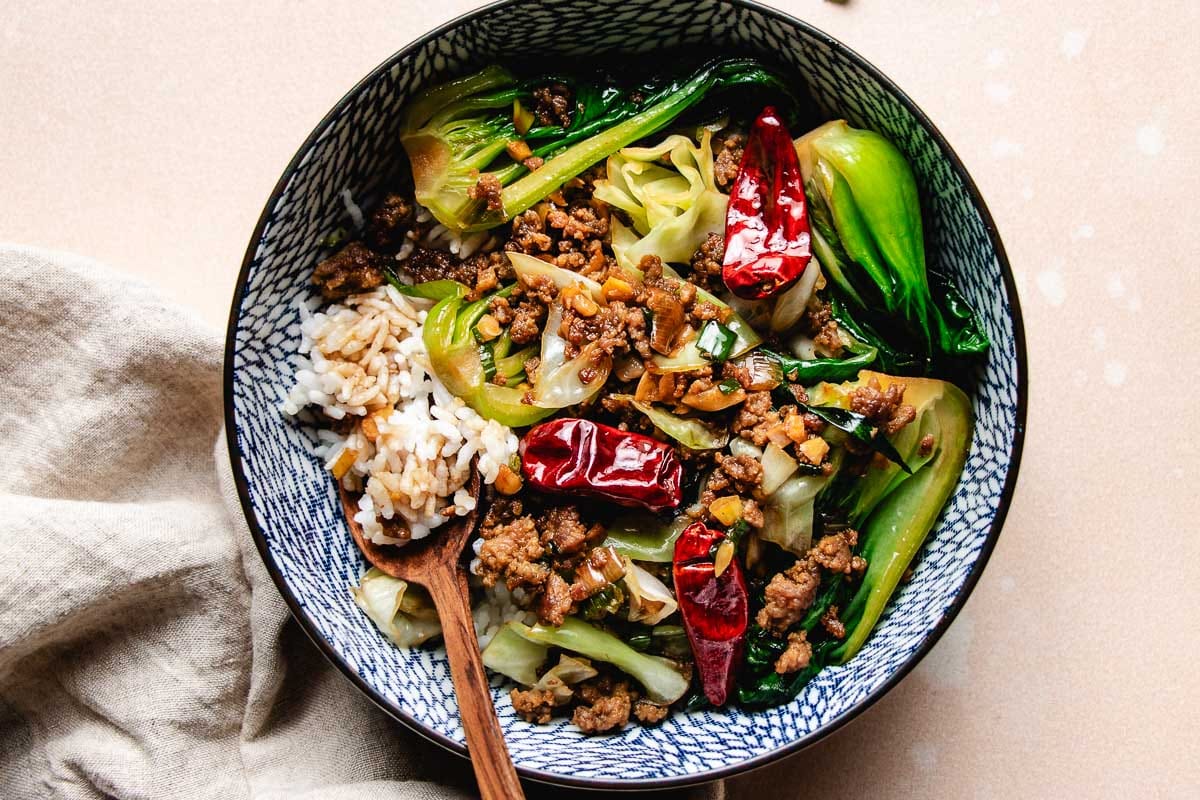 Stir-Fried Ground Pork and Cabbage Keto Bowl